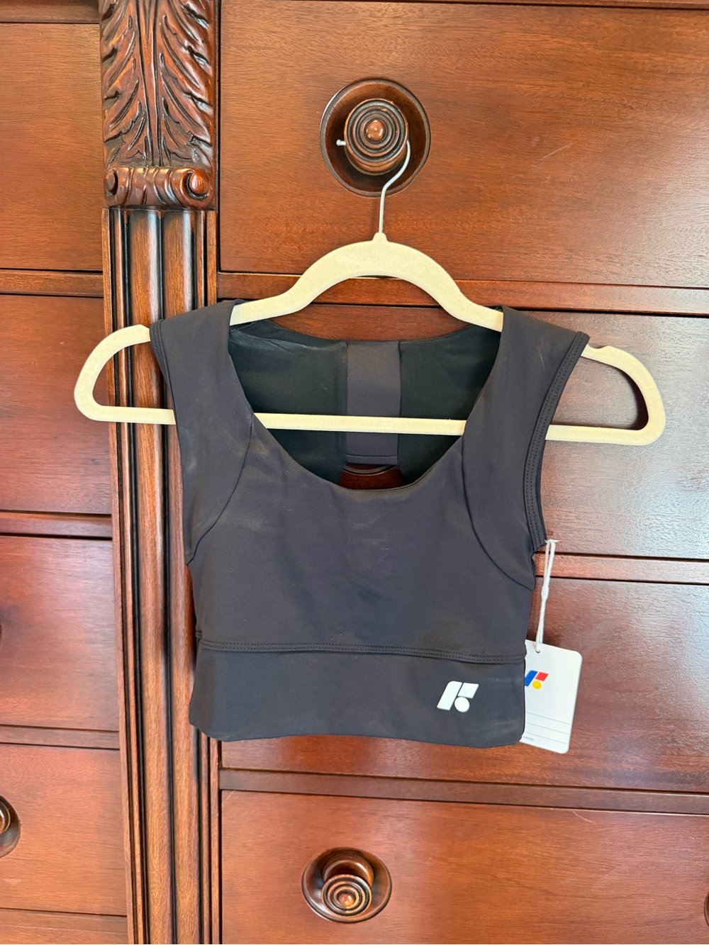 Ryka Black Crop Sports Bra Tank with Supportive Wide Straps